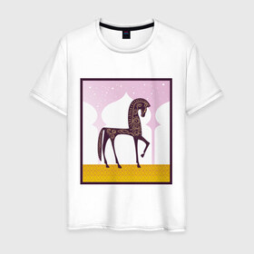 Мужская футболка хлопок с принтом Лошадь в Белгороде, 100% хлопок | прямой крой, круглый вырез горловины, длина до линии бедер, слегка спущенное плечо. | 