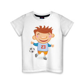 Детская футболка хлопок с принтом Маленький футболист в Белгороде, 100% хлопок | круглый вырез горловины, полуприлегающий силуэт, длина до линии бедер | 