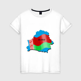 Женская футболка хлопок с принтом Белоруссия в Белгороде, 100% хлопок | прямой крой, круглый вырез горловины, длина до линии бедер, слегка спущенное плечо | 
