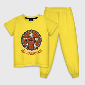 Детская пижама хлопок с принтом No Pasaran в Белгороде, 100% хлопок |  брюки и футболка прямого кроя, без карманов, на брюках мягкая резинка на поясе и по низу штанин
 | cuba | no pasaran | гевара | куба | но пасаран | революция | свобода | че
