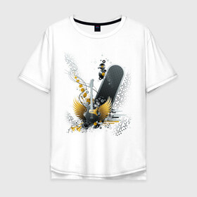 Мужская футболка хлопок Oversize с принтом Guitar (3) в Белгороде, 100% хлопок | свободный крой, круглый ворот, “спинка” длиннее передней части | гитара | крылья
