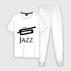 Мужская пижама хлопок с принтом Jazz (3) в Белгороде, 100% хлопок | брюки и футболка прямого кроя, без карманов, на брюках мягкая резинка на поясе и по низу штанин
 | джаз | живая музыка | импровизация | инструмент | труба
