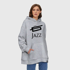 Худи SuperOversize хлопок с принтом Jazz (3) в Белгороде, 70% хлопок, 30% полиэстер, мягкий начес внутри | карман-кенгуру, эластичная резинка на манжетах и по нижней кромке, двухслойный капюшон
 | джаз | живая музыка | импровизация | инструмент | труба