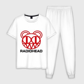 Мужская пижама хлопок с принтом Radiohead (2) в Белгороде, 100% хлопок | брюки и футболка прямого кроя, без карманов, на брюках мягкая резинка на поясе и по низу штанин
 | Тематика изображения на принте: radiohead | rock | радиохед | рок