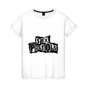 Женская футболка хлопок с принтом Sex Pistols в Белгороде, 100% хлопок | прямой крой, круглый вырез горловины, длина до линии бедер, слегка спущенное плечо | metall | punk | rock | метал | металл | панк | панк рок | рок