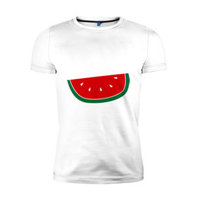 Мужская футболка премиум с принтом Watermelon в Белгороде, 92% хлопок, 8% лайкра | приталенный силуэт, круглый вырез ворота, длина до линии бедра, короткий рукав | Тематика изображения на принте: watermelon | арбуз | долька арбуза | фрукт | ягода