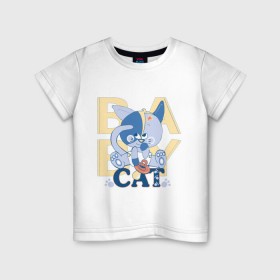 Детская футболка хлопок с принтом Baby cat в Белгороде, 100% хлопок | круглый вырез горловины, полуприлегающий силуэт, длина до линии бедер | 