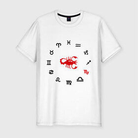 Мужская футболка премиум с принтом Скорпион (5) в Белгороде, 92% хлопок, 8% лайкра | приталенный силуэт, круглый вырез ворота, длина до линии бедра, короткий рукав | zodiac | гороскоп | знак зодиака | знаки зодиака | скрпион