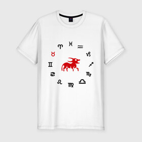 Мужская футболка премиум с принтом Телец(5) в Белгороде, 92% хлопок, 8% лайкра | приталенный силуэт, круглый вырез ворота, длина до линии бедра, короткий рукав | zodiac | гороскоп | знак зодиака | знаки зодиака | телец