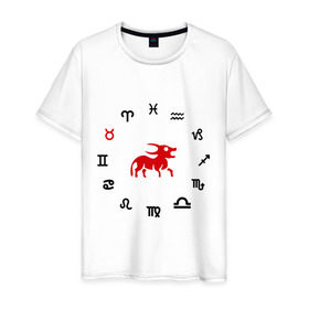 Мужская футболка хлопок с принтом Телец(5) в Белгороде, 100% хлопок | прямой крой, круглый вырез горловины, длина до линии бедер, слегка спущенное плечо. | Тематика изображения на принте: zodiac | гороскоп | знак зодиака | знаки зодиака | телец