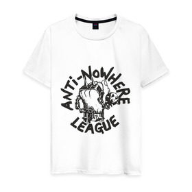 Мужская футболка хлопок с принтом Anti Nowhere League в Белгороде, 100% хлопок | прямой крой, круглый вырез горловины, длина до линии бедер, слегка спущенное плечо. | metall | punk | rock | метал | металл | панк | панк рок | рок
