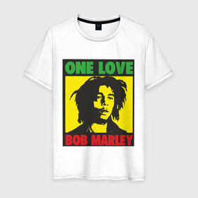 Мужская футболка хлопок с принтом Marley в Белгороде, 100% хлопок | прямой крой, круглый вырез горловины, длина до линии бедер, слегка спущенное плечо. | Тематика изображения на принте: bob marley | боб марли | регги | ямайка