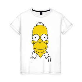 Женская футболка хлопок с принтом Simpsons (11) в Белгороде, 100% хлопок | прямой крой, круглый вырез горловины, длина до линии бедер, слегка спущенное плечо | гомер