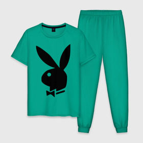 Мужская пижама хлопок с принтом Playboy в Белгороде, 100% хлопок | брюки и футболка прямого кроя, без карманов, на брюках мягкая резинка на поясе и по низу штанин
 | кролик | плейбой