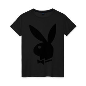 Женская футболка хлопок с принтом Playboy в Белгороде, 100% хлопок | прямой крой, круглый вырез горловины, длина до линии бедер, слегка спущенное плечо | кролик | плейбой