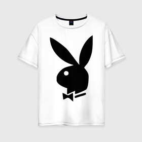 Женская футболка хлопок Oversize с принтом Playboy в Белгороде, 100% хлопок | свободный крой, круглый ворот, спущенный рукав, длина до линии бедер
 | кролик | плейбой