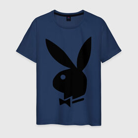 Мужская футболка хлопок с принтом Playboy в Белгороде, 100% хлопок | прямой крой, круглый вырез горловины, длина до линии бедер, слегка спущенное плечо. | кролик | плейбой