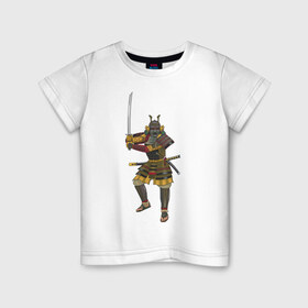 Детская футболка хлопок с принтом Samuray в Белгороде, 100% хлопок | круглый вырез горловины, полуприлегающий силуэт, длина до линии бедер | samuray | воин | древний восток | самурай
