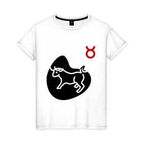 Женская футболка хлопок с принтом Телец(6) в Белгороде, 100% хлопок | прямой крой, круглый вырез горловины, длина до линии бедер, слегка спущенное плечо | гороскоп | знак зодиака | знаки зодиака | телец