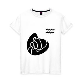 Женская футболка хлопок с принтом Водолей(6) в Белгороде, 100% хлопок | прямой крой, круглый вырез горловины, длина до линии бедер, слегка спущенное плечо | zodiac | водолей | гороскоп | знак зодиака | знаки зодиака