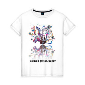 Женская футболка хлопок с принтом Цветные звуки в Белгороде, 100% хлопок | прямой крой, круглый вырез горловины, длина до линии бедер, слегка спущенное плечо | sounds | звуки | цветные звуки