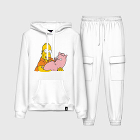 Женский костюм хлопок (с толстовкой) с принтом Гомер и свинья в Белгороде,  |  | гомер