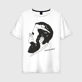 Женская футболка хлопок Oversize с принтом Портрет Зигмунда Фрейда в Белгороде, 100% хлопок | свободный крой, круглый ворот, спущенный рукав, длина до линии бедер
 | зигмунд фрейд | знаменитость | знаменитые личности | психология