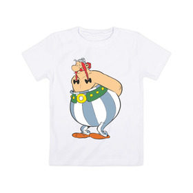 Детская футболка хлопок с принтом Обеликс в Белгороде, 100% хлопок | круглый вырез горловины, полуприлегающий силуэт, длина до линии бедер | астерикс | астерикс и обеликс | обеликс