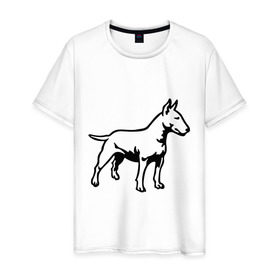 Мужская футболка хлопок с принтом Бойцовская собака в Белгороде, 100% хлопок | прямой крой, круглый вырез горловины, длина до линии бедер, слегка спущенное плечо. | бойцовская собака | домашние животные | животные | пес | песик | собака