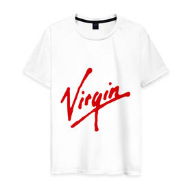 Мужская футболка хлопок с принтом Virgin в Белгороде, 100% хлопок | прямой крой, круглый вырез горловины, длина до линии бедер, слегка спущенное плечо. | Тематика изображения на принте: антибренд | бренд | компания | корпорация | логотип | ричард брэнсон