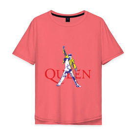 Мужская футболка хлопок Oversize с принтом Queen(2) в Белгороде, 100% хлопок | свободный крой, круглый ворот, “спинка” длиннее передней части | rock | классический рок | куин | меркури | меркьюри | рок | фредди | фреди