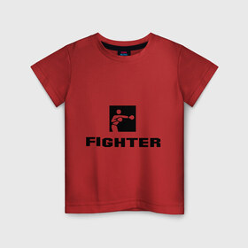 Детская футболка хлопок с принтом Fighter в Белгороде, 100% хлопок | круглый вырез горловины, полуприлегающий силуэт, длина до линии бедер | m 1 | mix fighter | боец | бои без правил | м 1 | м1 | микс файт | реслинг | рестлинг | файтер
