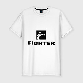 Мужская футболка премиум с принтом Fighter в Белгороде, 92% хлопок, 8% лайкра | приталенный силуэт, круглый вырез ворота, длина до линии бедра, короткий рукав | m 1 | mix fighter | боец | бои без правил | м 1 | м1 | микс файт | реслинг | рестлинг | файтер