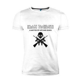 Мужская футболка премиум с принтом Iron Maiden (2) в Белгороде, 92% хлопок, 8% лайкра | приталенный силуэт, круглый вырез ворота, длина до линии бедра, короткий рукав | heavy metal | iron maiden | metal | rock | trash metal | метал | рок | рок группа | трэш метал | хеви метал