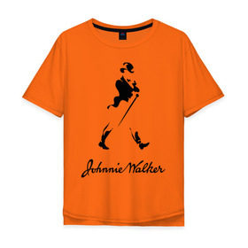 Мужская футболка хлопок Oversize с принтом Johnnie Walker (2) в Белгороде, 100% хлопок | свободный крой, круглый ворот, “спинка” длиннее передней части | Тематика изображения на принте: johnnie walker | бар | бармен | виски | джонни уокер