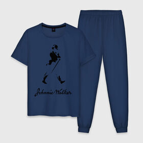 Мужская пижама хлопок с принтом Johnnie Walker (2) в Белгороде, 100% хлопок | брюки и футболка прямого кроя, без карманов, на брюках мягкая резинка на поясе и по низу штанин
 | Тематика изображения на принте: johnnie walker | бар | бармен | виски | джонни уокер