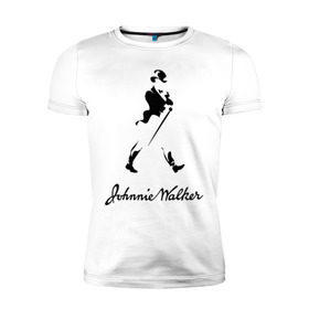 Мужская футболка премиум с принтом Johnnie Walker (2) в Белгороде, 92% хлопок, 8% лайкра | приталенный силуэт, круглый вырез ворота, длина до линии бедра, короткий рукав | Тематика изображения на принте: johnnie walker | бар | бармен | виски | джонни уокер