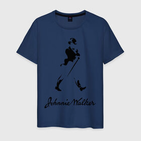 Мужская футболка хлопок с принтом Johnnie Walker (2) в Белгороде, 100% хлопок | прямой крой, круглый вырез горловины, длина до линии бедер, слегка спущенное плечо. | johnnie walker | бар | бармен | виски | джонни уокер