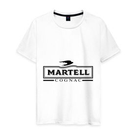 Мужская футболка хлопок с принтом Martell в Белгороде, 100% хлопок | прямой крой, круглый вырез горловины, длина до линии бедер, слегка спущенное плечо. | cognac | martell | бар | бармен | коньяк | мартель