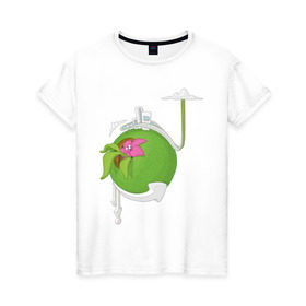 Женская футболка хлопок с принтом Кактус в Белгороде, 100% хлопок | прямой крой, круглый вырез горловины, длина до линии бедер, слегка спущенное плечо | кактус | растения | цветы