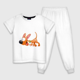 Детская пижама хлопок с принтом Cartoon dog (2) в Белгороде, 100% хлопок |  брюки и футболка прямого кроя, без карманов, на брюках мягкая резинка на поясе и по низу штанин
 | Тематика изображения на принте: мультяшный | песик | собака