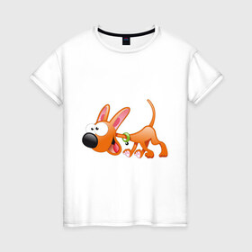 Женская футболка хлопок с принтом Cartoon dog (2) в Белгороде, 100% хлопок | прямой крой, круглый вырез горловины, длина до линии бедер, слегка спущенное плечо | мультяшный | песик | собака