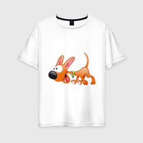 Женская футболка хлопок Oversize с принтом Cartoon dog (2) в Белгороде, 100% хлопок | свободный крой, круглый ворот, спущенный рукав, длина до линии бедер
 | мультяшный | песик | собака