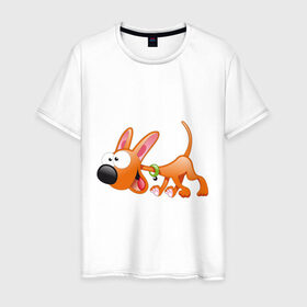 Мужская футболка хлопок с принтом Cartoon dog (2) в Белгороде, 100% хлопок | прямой крой, круглый вырез горловины, длина до линии бедер, слегка спущенное плечо. | мультяшный | песик | собака