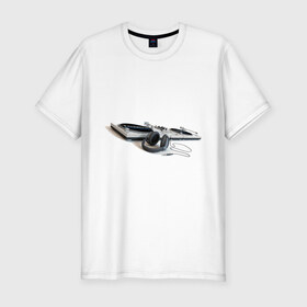 Мужская футболка премиум с принтом Музыка (12) в Белгороде, 92% хлопок, 8% лайкра | приталенный силуэт, круглый вырез ворота, длина до линии бедра, короткий рукав | Тематика изображения на принте: вертушки | музыка | наушники | пластинки