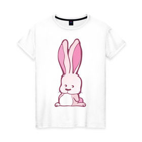 Женская футболка хлопок с принтом Sweet rabbit в Белгороде, 100% хлопок | прямой крой, круглый вырез горловины, длина до линии бедер, слегка спущенное плечо | 