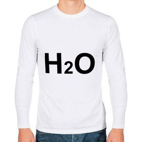 Мужской лонгслив хлопок с принтом H2O в Белгороде, 100% хлопок |  | Тематика изображения на принте: вода | наука | формула | химический | химия