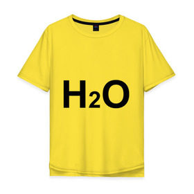 Мужская футболка хлопок Oversize с принтом H2O в Белгороде, 100% хлопок | свободный крой, круглый ворот, “спинка” длиннее передней части | Тематика изображения на принте: вода | наука | формула | химический | химия