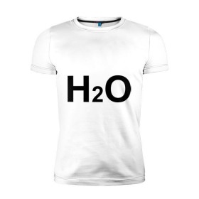 Мужская футболка премиум с принтом H2O в Белгороде, 92% хлопок, 8% лайкра | приталенный силуэт, круглый вырез ворота, длина до линии бедра, короткий рукав | вода | наука | формула | химический | химия