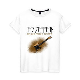 Женская футболка хлопок с принтом Led Zeppelin (2) в Белгороде, 100% хлопок | прямой крой, круглый вырез горловины, длина до линии бедер, слегка спущенное плечо | heavy metal | led zepelin | metal | rock | trash metal | квартет | лед | метал | рок | рок группа | рок группы | трэш метал | хеви метал | цеппелин